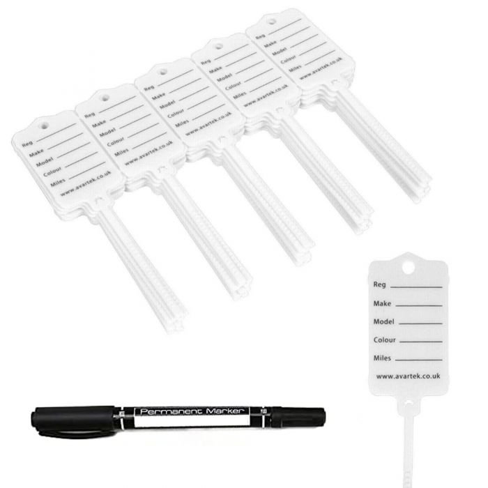 50 Self Locking Key Tags Keytags Garages Car Sales Workshops Caravans - White