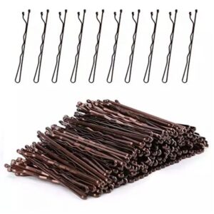 Waved Hair Pins Brown 5.3cm
