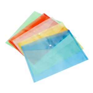 Five A4 Plastic Wallets with Stud Document Wallet Files and Folders for the School Office