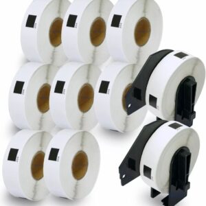 Ten 17mm × 54m continuous labels that are compatible with the Brother DK-11204
