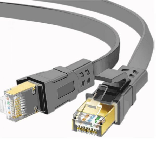 FLAT 25m CAT8 SSTP Shielded 2000MHz 40Gbps High Speed Ethernet Cable RJ45 - Grey