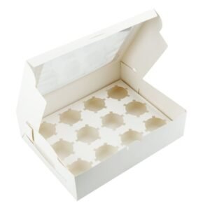 Cupcake Box, Holds 24 (10 Pack) White with Window Size Strong Boxes