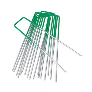 150mm Green & Silver Galvanised Grass Pins – Pack of 100