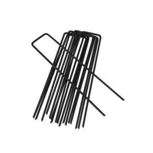 150mm Black Galvanised Grass Pins – Pack of 100