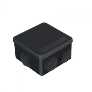 IP55 Waterproof Black Surface Junction Box – 85 × 85 × 50mm | Electrical Enclosure