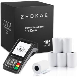 ZEDKAE | EPOS & POS Compatible 57x40 Thermal Till Rolls (105 Rolls Per Box)