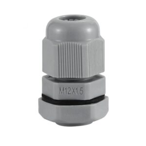 M12 IP68 Cable Gland 3–6.5mm Grey with Locknut
