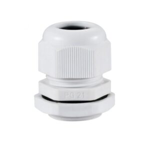 PG21 IP68 Cable Gland 13–18mm with Locknut | White 28.3mm Conduit