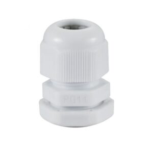 PG11 IP68 Cable Gland 5–10mm with Locknut | White 18.5mm Conduit