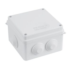 IP65 Waterproof White Surface Junction Box – 100 × 100 × 70mm | Durable Outdoor Junction Box
