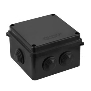 IP65 Waterproof Black Surface Junction Box – 100 × 100 × 70mm | Outdoor Electrical Box