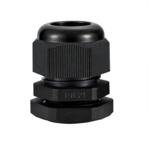 PG21 IP68 Cable Gland 13–18mm with Locknut | Black 28.3mm Conduit