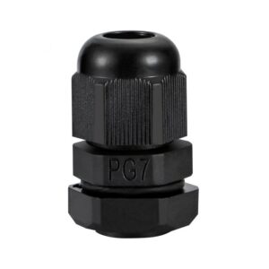 PG7 IP68 Cable Gland 3–6.5mm with Locknut | Black 12.5mm Conduit