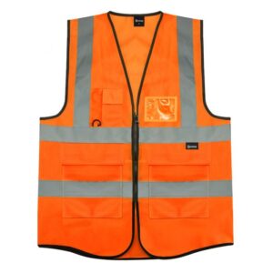 Orange Class 2 Safety Vest/Hi-Vis Vest Small, High-Visibility Waistcoat