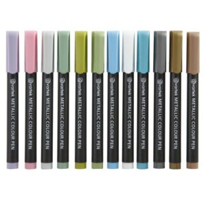 12 Metallic Marker Pens – Bold Colour Art Paint Set