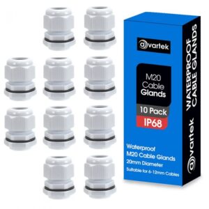 M20 20mm IP68 Waterproof Cable Glands – White (10 Pack)