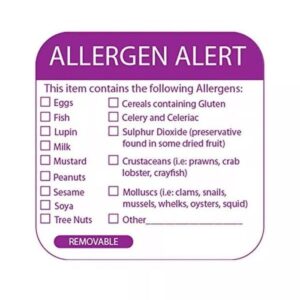 500 Food Allergy Labels, Catering Stickers, and Allergen Warning Day Dots per roll