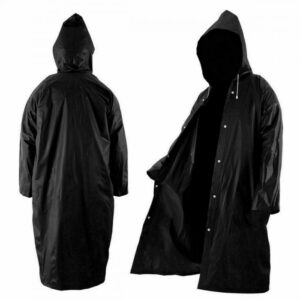 Men's and women's waterproof black poncho raincoat