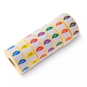 Day Dot Food Labels (7 Rolls x 1000) and Catering Stickers for the Entire Week