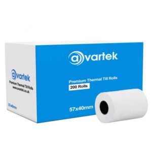 Rolls of 57x40mm Thermal Credit Card Machine Receipt Printer Paper (200 Rolls in a Box) | EPOS & POS Compatible